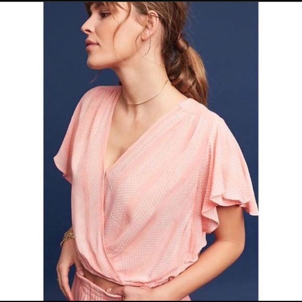 Maeve Nell Wrap polka dot Crop Top Pink size Large